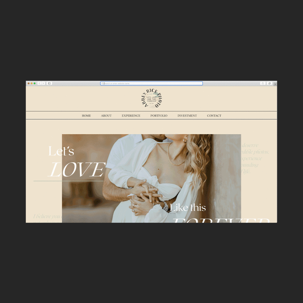 Unique brand and website design for Abbey Rice Photo